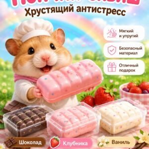 Сквиш пончик Crispy Chocolate, хрустящая игрушка антистресс, 1 шт