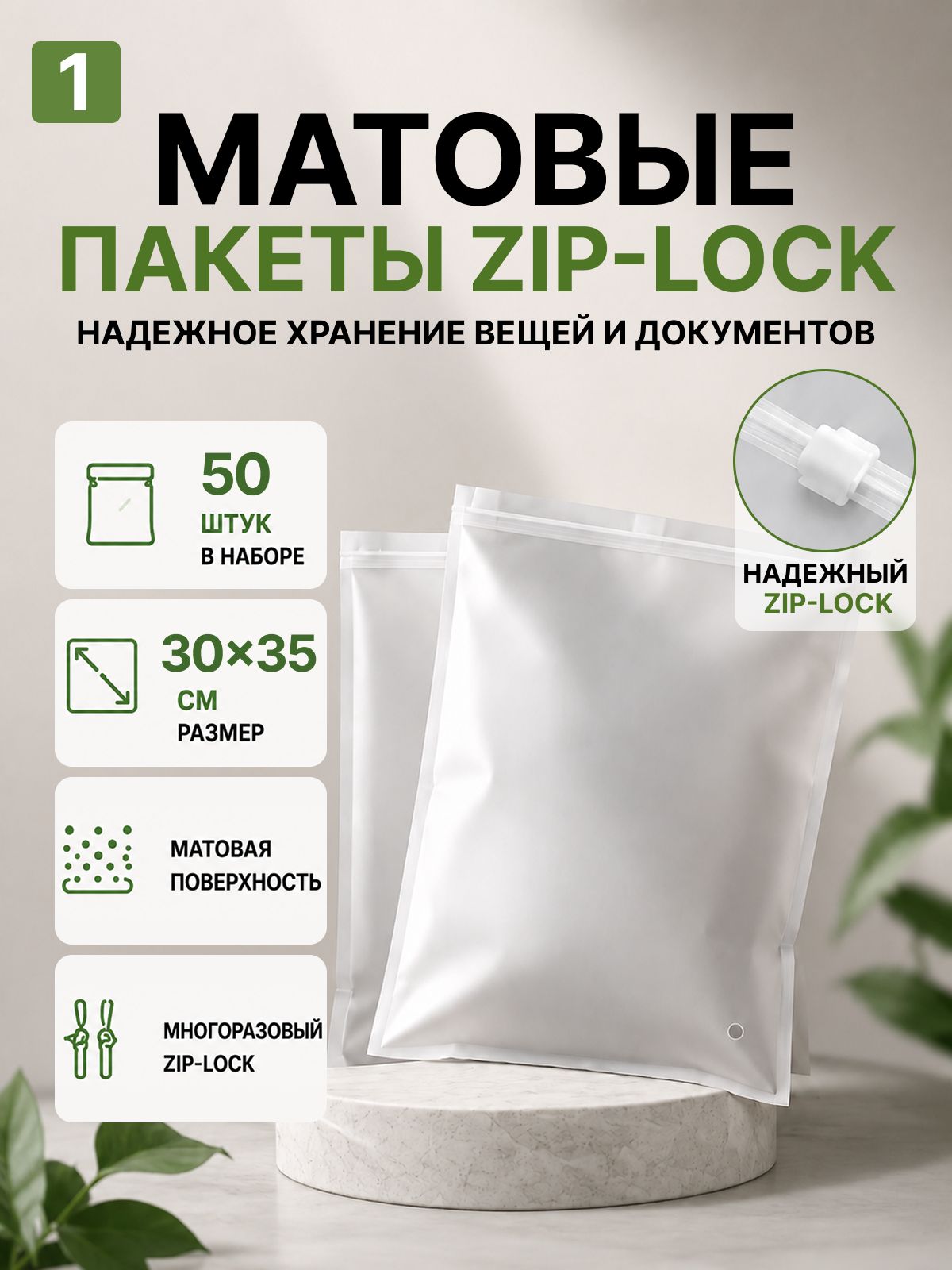 Упаковочные Зип пакеты Zip Lock матовые с бегунком 30х35 см 50шт. для маркетплейсов и бизнеса